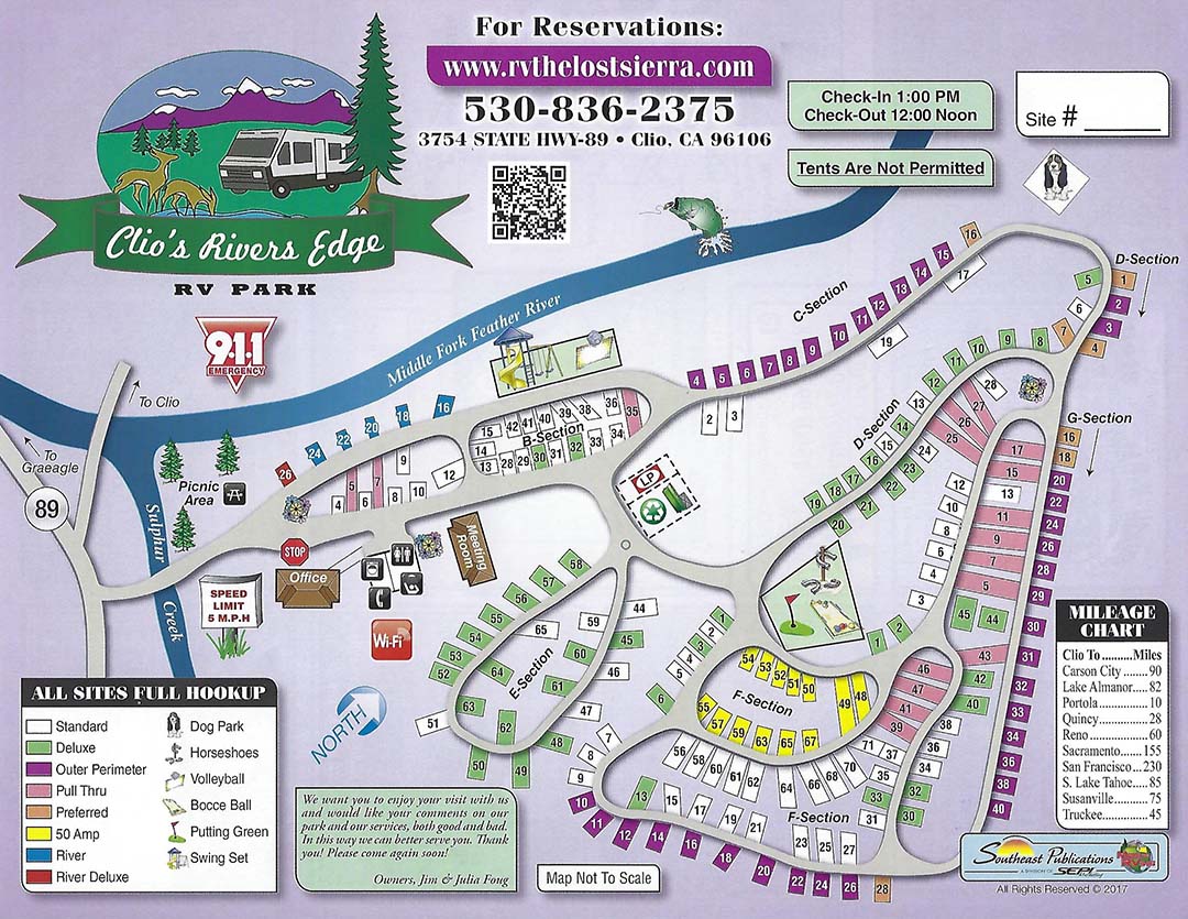 Park Sites Map Clio's River's Edge RV Park